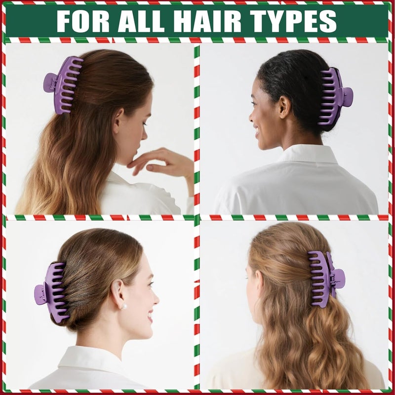 TOCESS Hair Claw Clips for Women - 8PK Large Neutral Matte Jumbo Hair Clips for Thick, Thin, Long, Short, Curly Hair Girls, Big Jaw Clip Set for Daily Use (Violet Purple) - Image 5